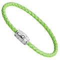 Montblanc bracciale in acciaio a 3 anelli e pelle Meisterstück Lime misura S 13429260
