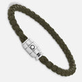 Montblanc bracciale in acciaio a 3 anelli e pelle Meisterstück Kaki misura M 13600463