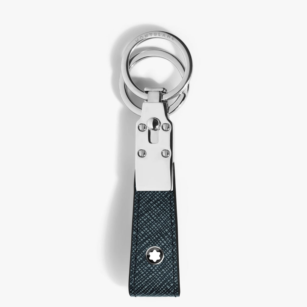 Montblanc portachiavi con passante sartorial tweed blu 220397
