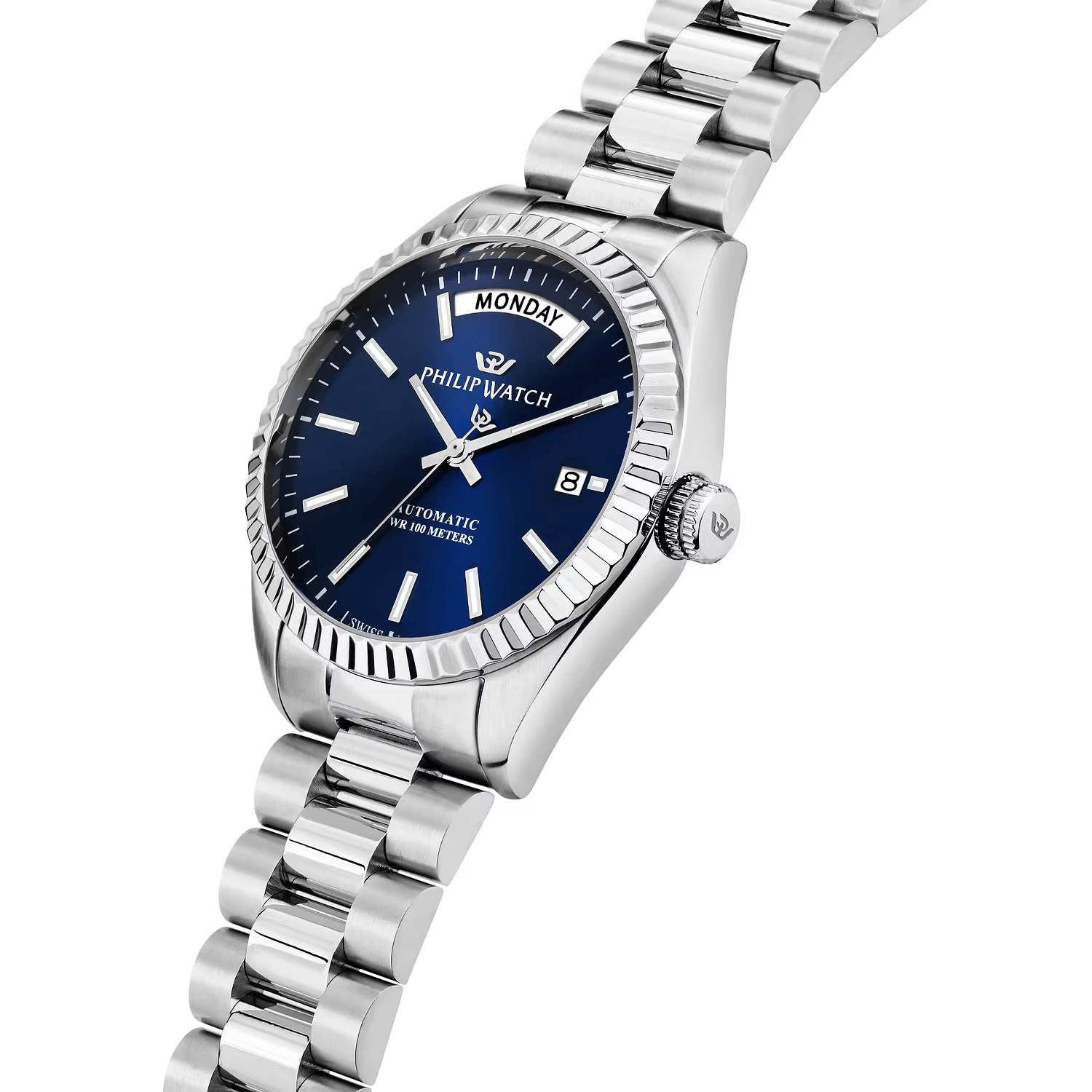Philip Watch Caribe R8223597109 – Automatico Swiss Made Day-Date Blu 39mm Uomo