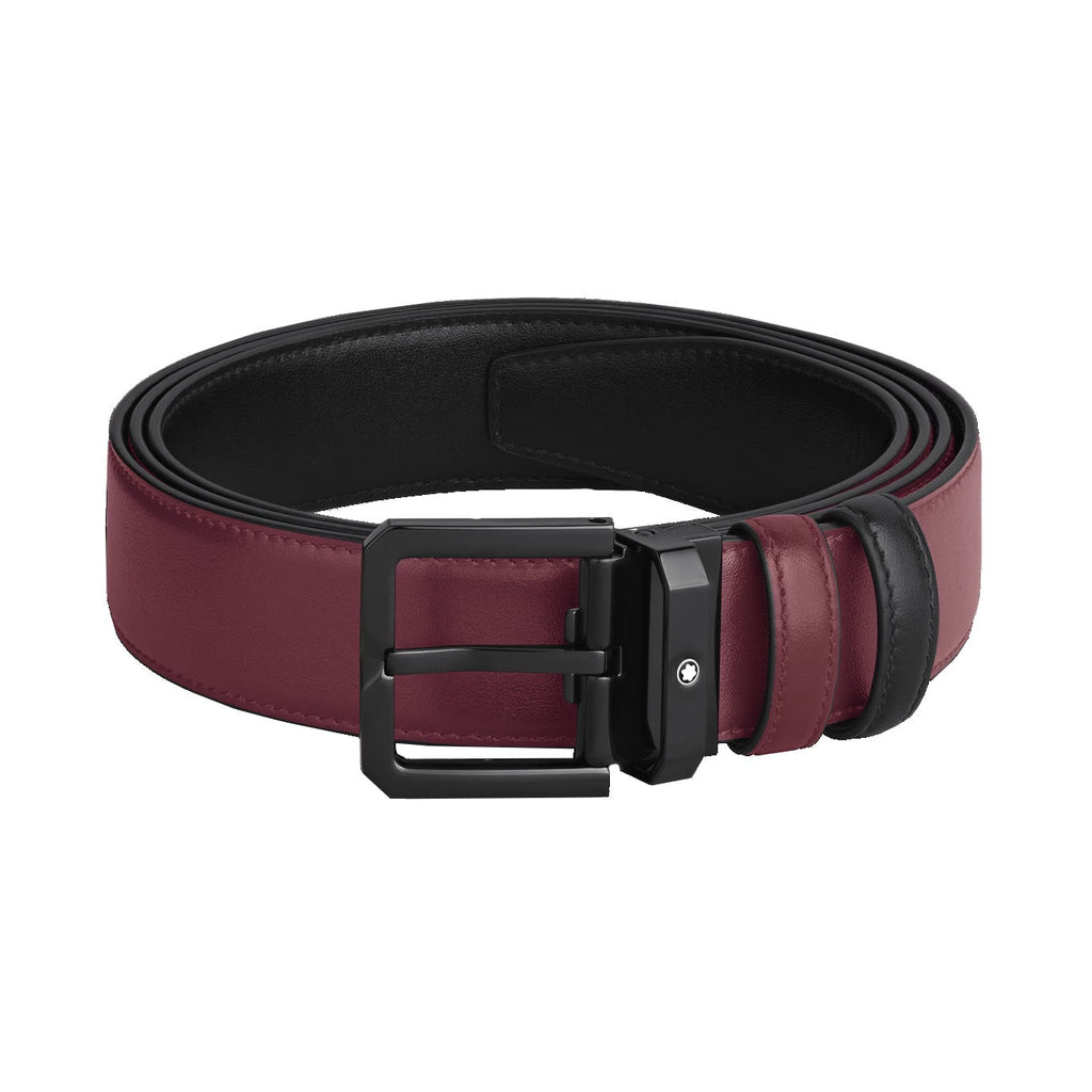 Montblanc cintura reversibile 35 mm pelle nera/cassis 199651