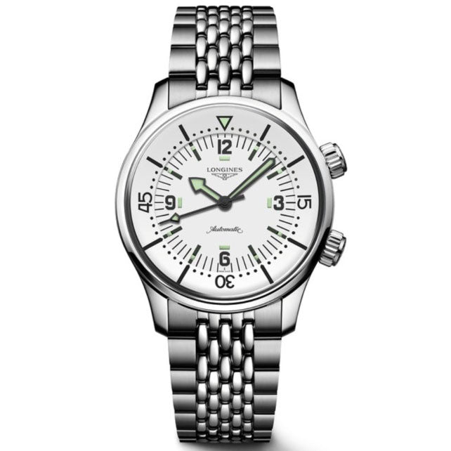 Longines orologio Legend Diver 38mm bianco automatico acciaio L3.764.4.16.6