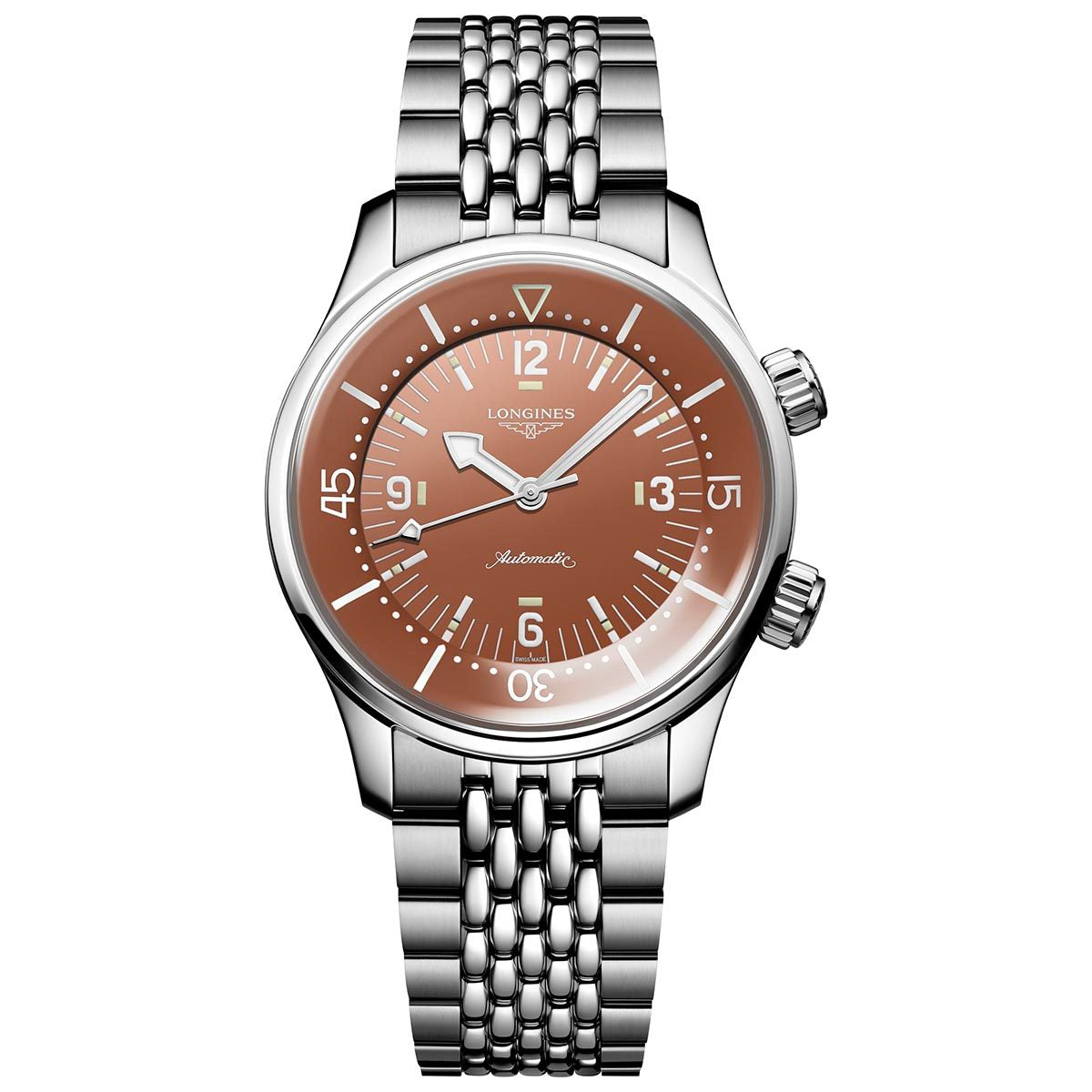 Longines orologio Legend Diver 39mm terracotta automatico acciaio L3.764.4.96.6