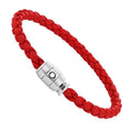 Montblanc bracciale pelle intrecciata rossa chiusura a 3 anelli misura S 130901 60