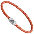 Montblanc bracciale in acciaio a 3 anelli e pelle Meisterstück Cayenne misura M 13429163
