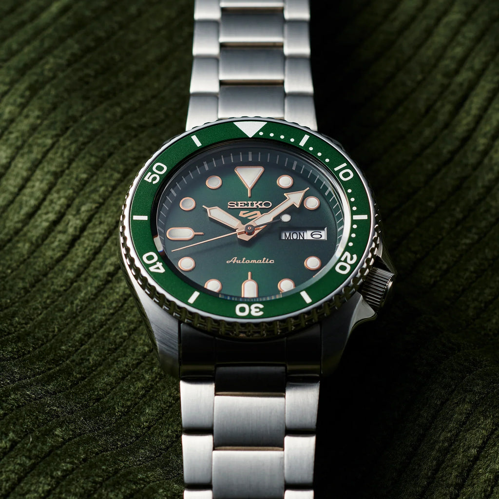 Seiko 5 Sports SRPD63K1 – Automatico, Ghiera girevole,  Verde, Cassa 42,5 mm