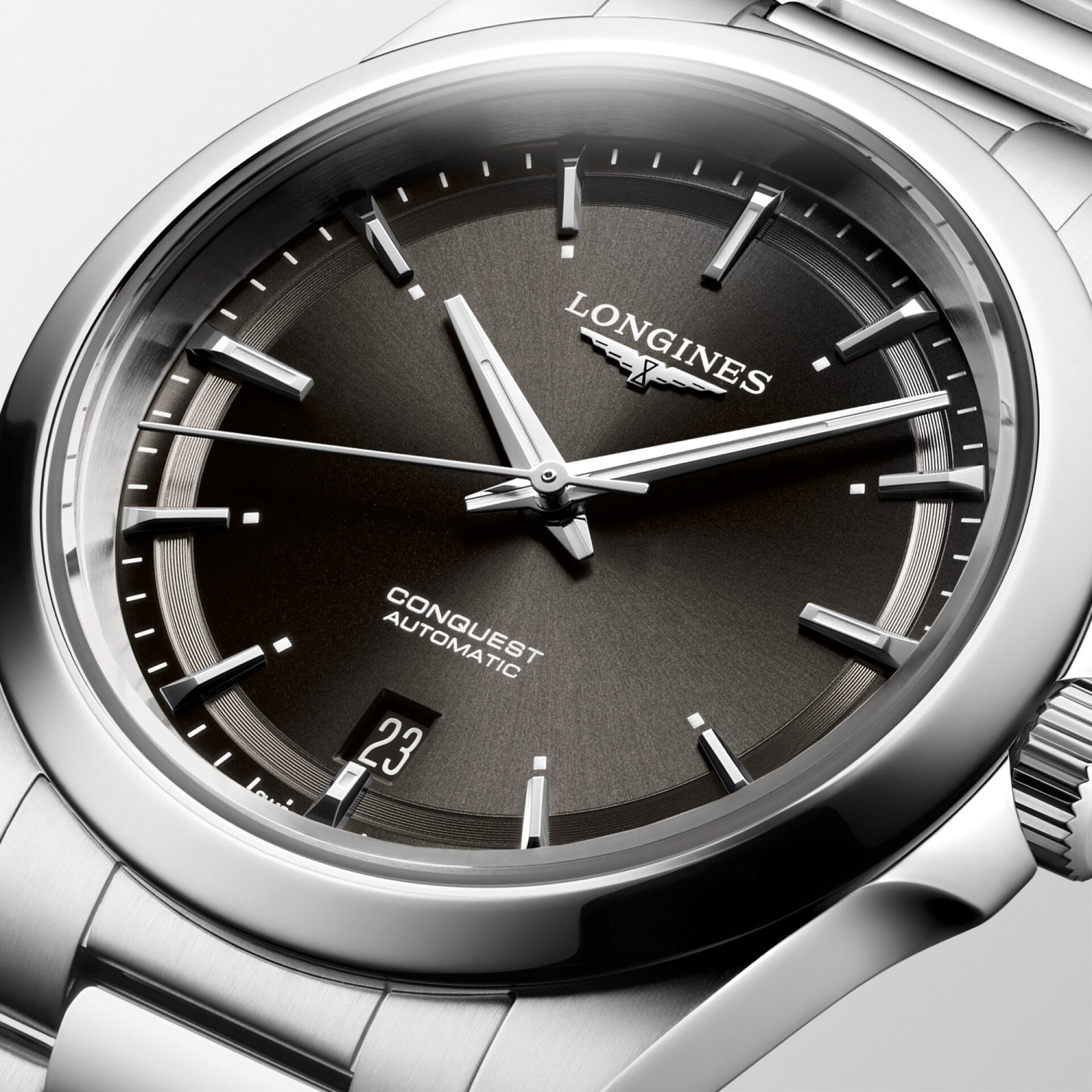 Longines orologio Conquest 38mm nero automatico acciaio L3.720.4.52.6