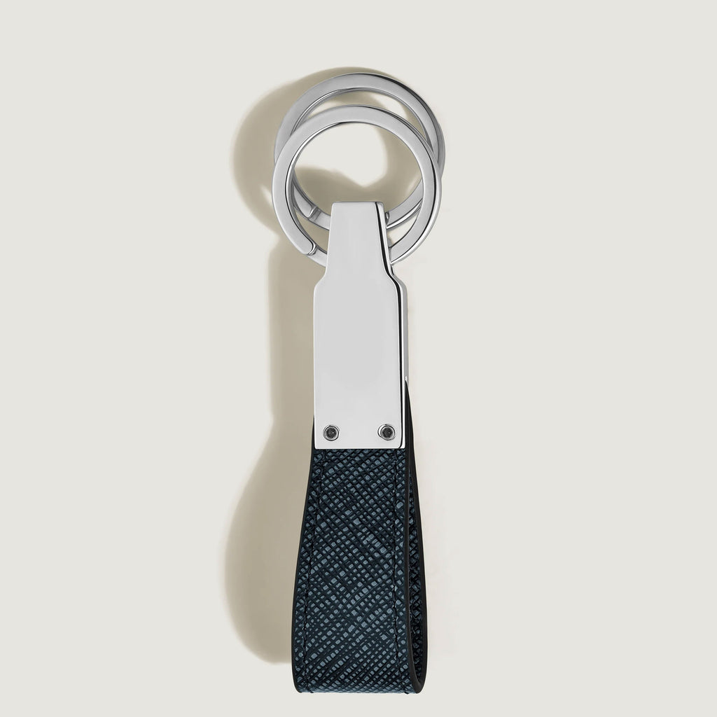 Montblanc portachiavi con passante sartorial tweed blu 220397