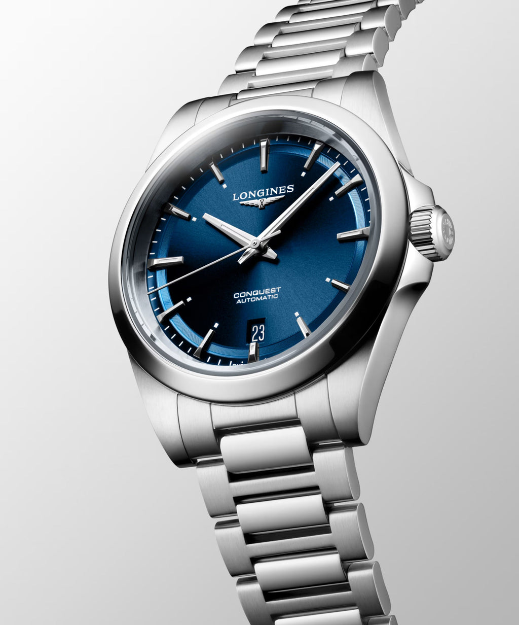 Longines orologio Conquest 38mm blu automatico acciaio L3.720.4.92.6