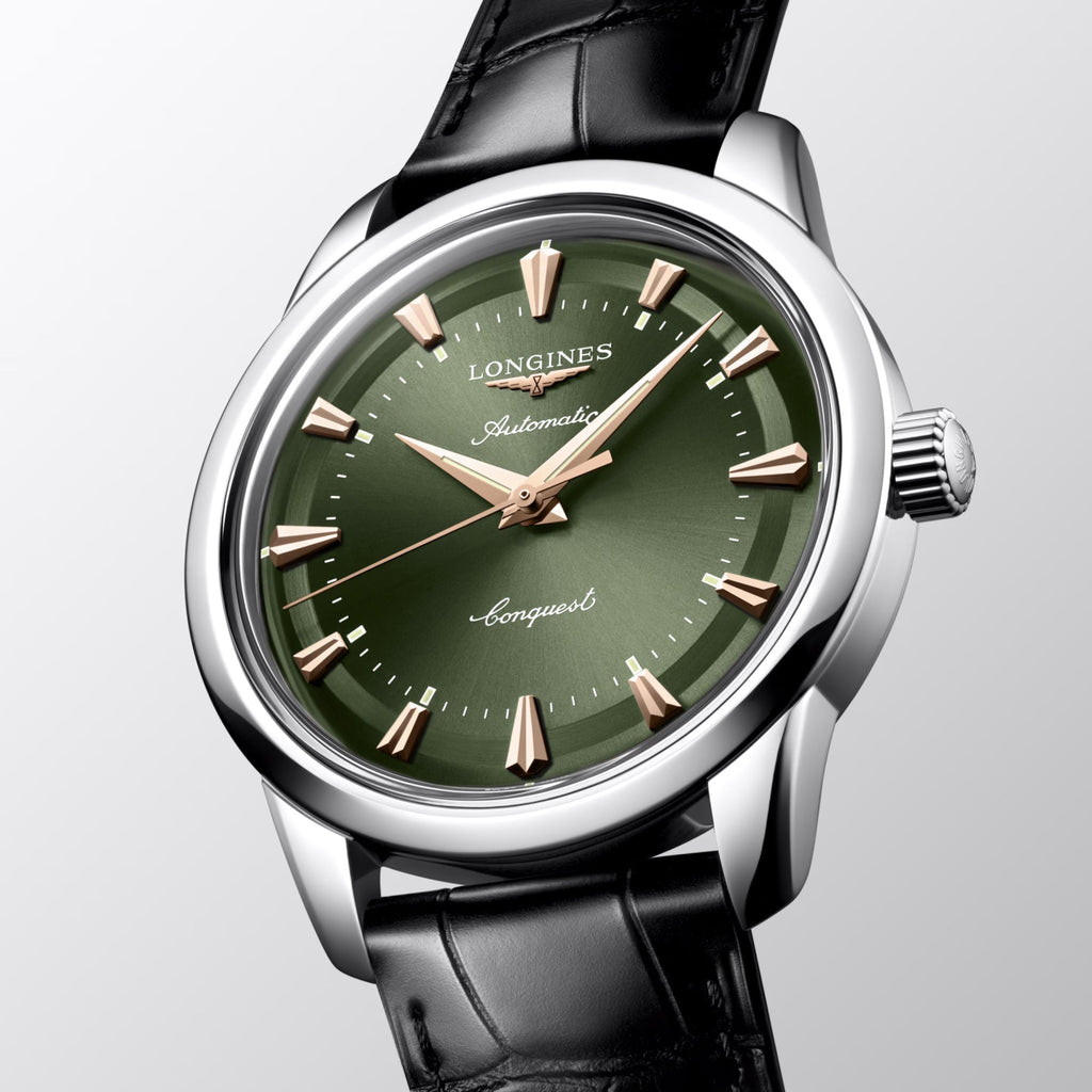 Longines orologio Conquest Heritage 40mm verde automatico acciaio L1.650.4.02.2