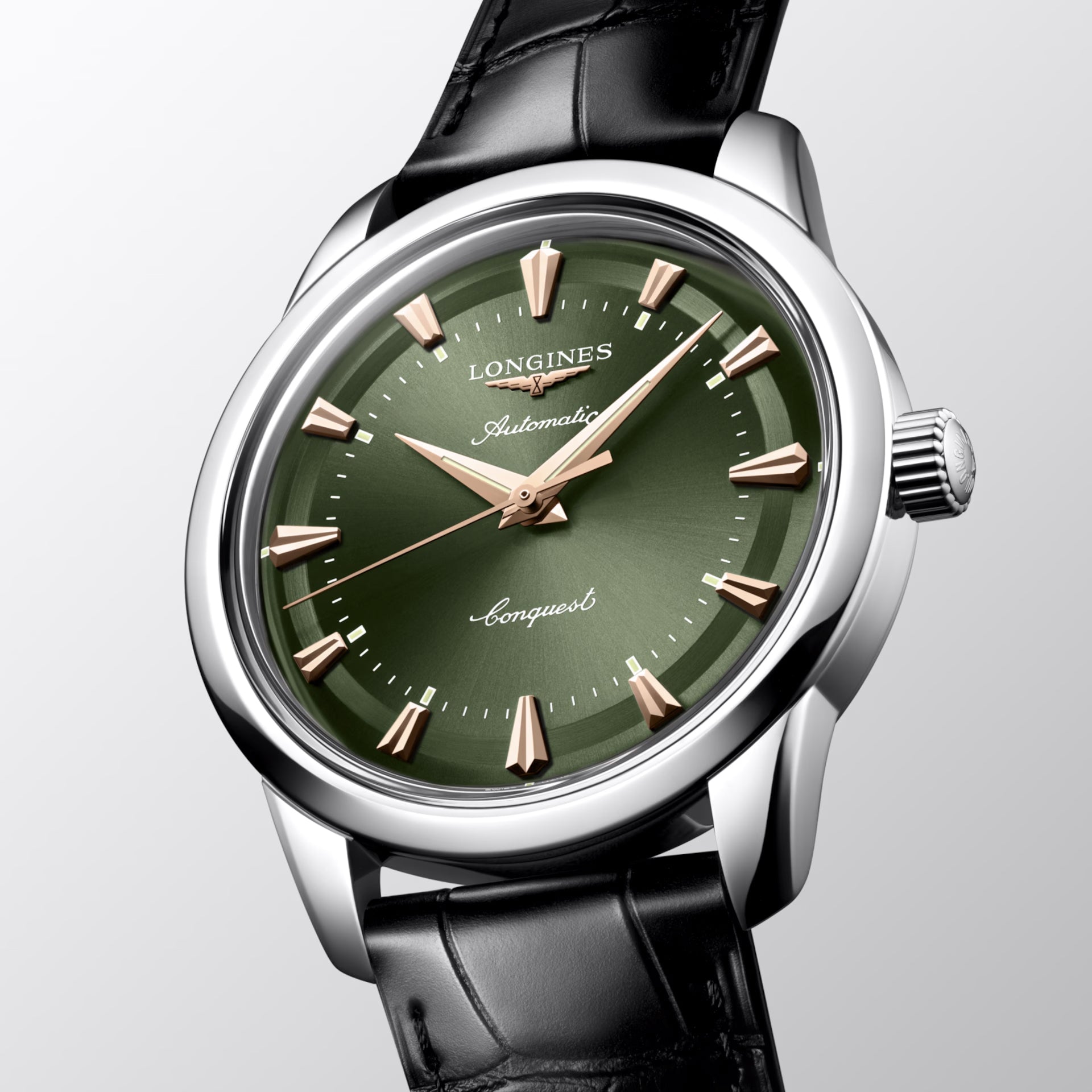 Longines orologio Conquest Heritage 40mm verde automatico acciaio L1.650.4.02.2