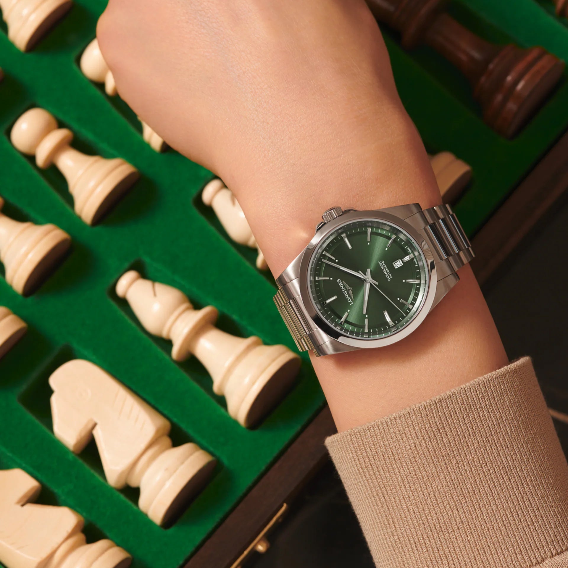 Longines orologio Conquest 2023 41mm verde acciaio automatico L3.830.4.02.6