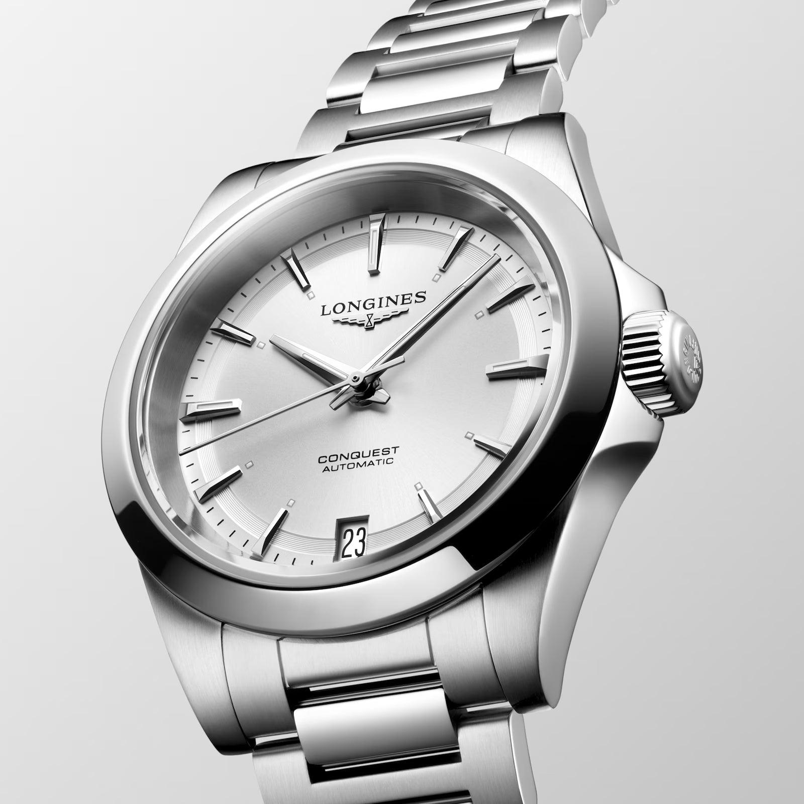 Longines orologio Conquest 2023 34mm argento automatico acciaio L3.430.4.72.6