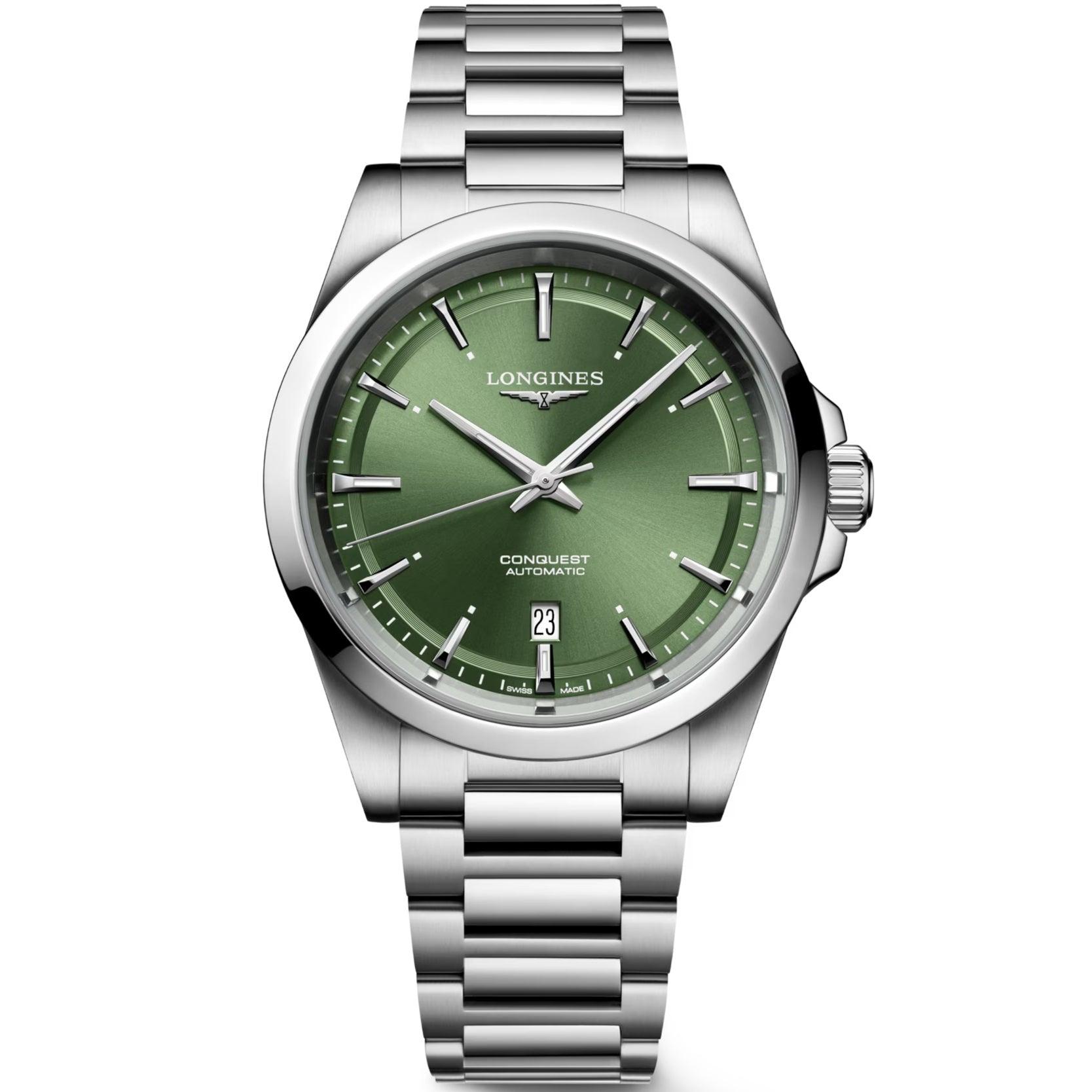 Longines orologio Conquest 2023 41mm verde acciaio automatico L3.830.4.02.6