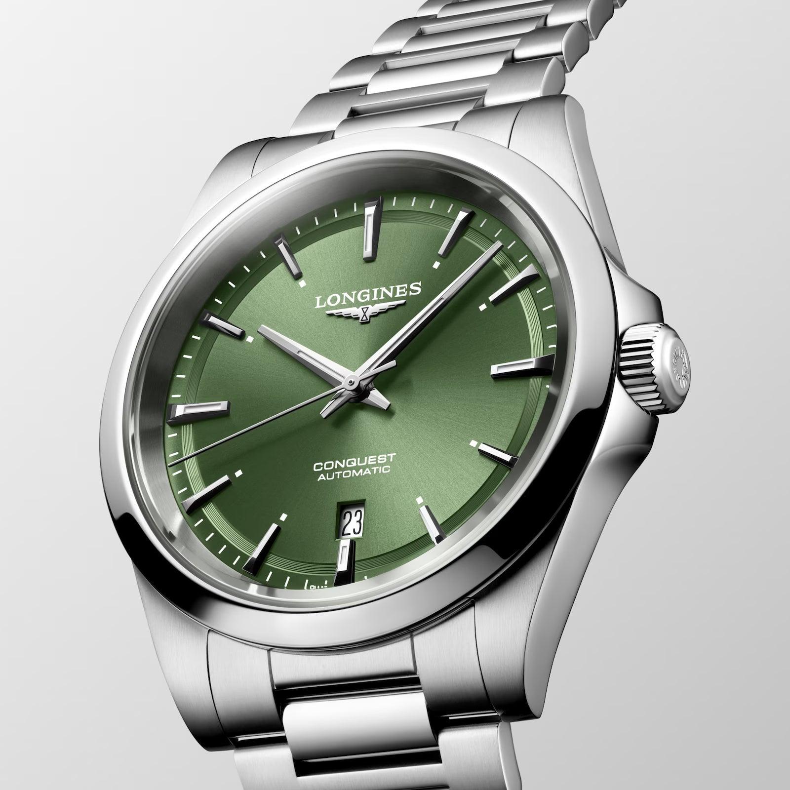 Longines orologio Conquest 2023 41mm verde acciaio automatico L3.830.4.02.6