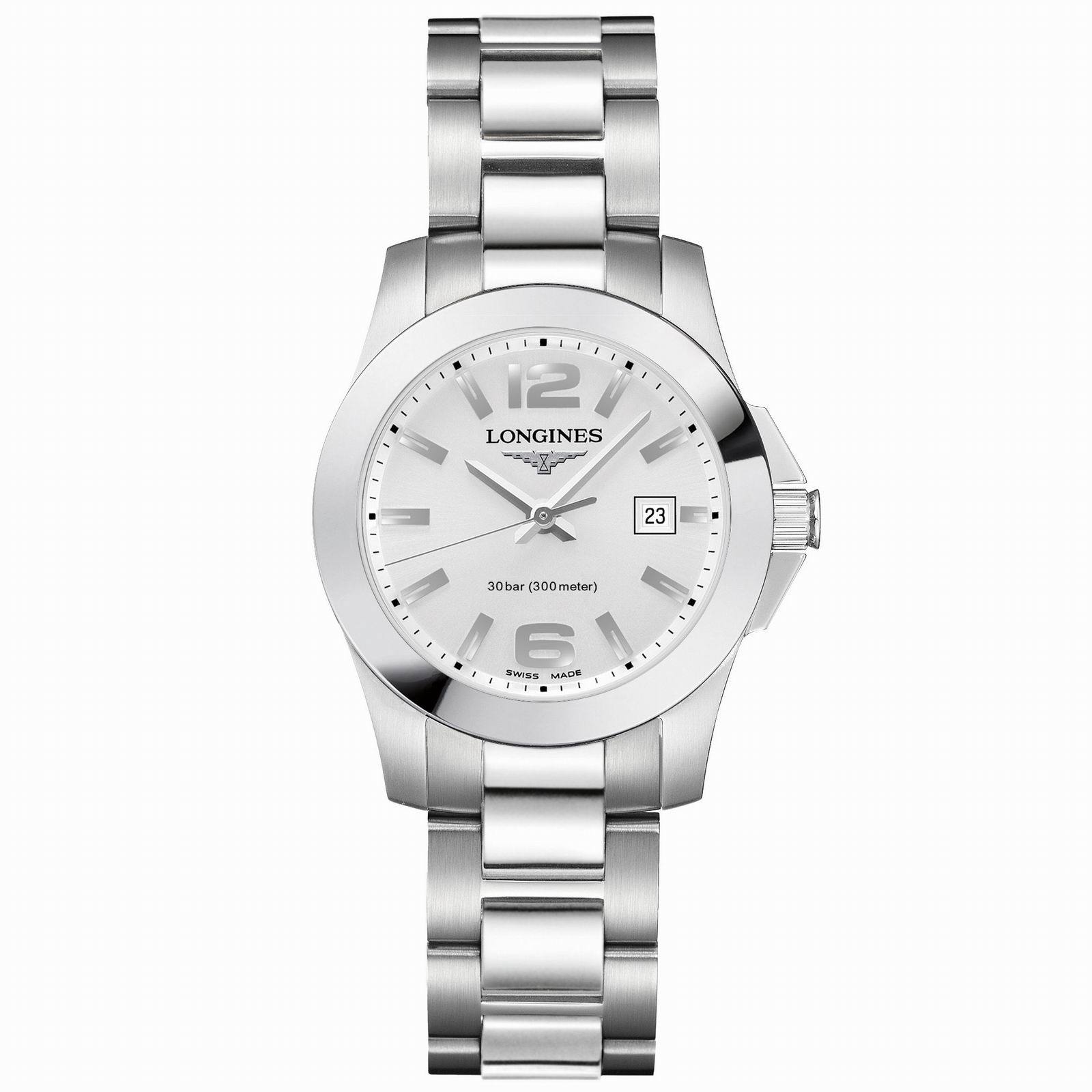 Longines orologio Conquest 29,5mm argento acciaio quarzo L3.376.4.76.6