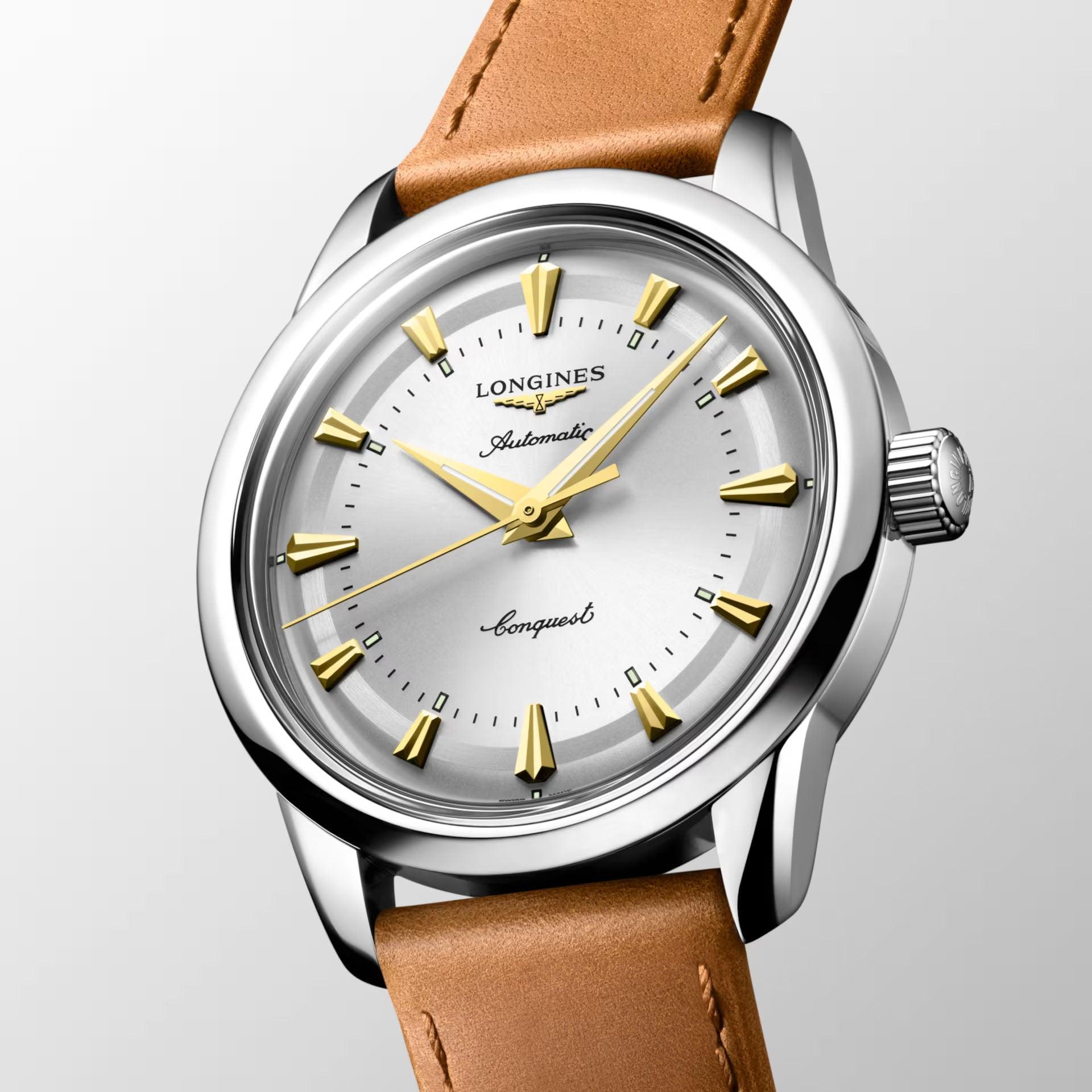 Longines orologio Conquest Heritage 38mm argento automatico acciaio L1.649.4.72.2