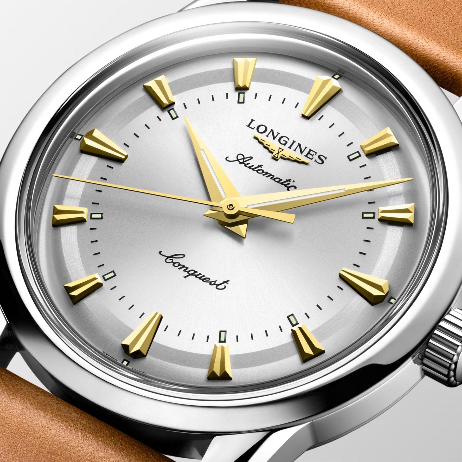 Longines orologio Conquest Heritage 38mm argento automatico acciaio L1.649.4.72.2