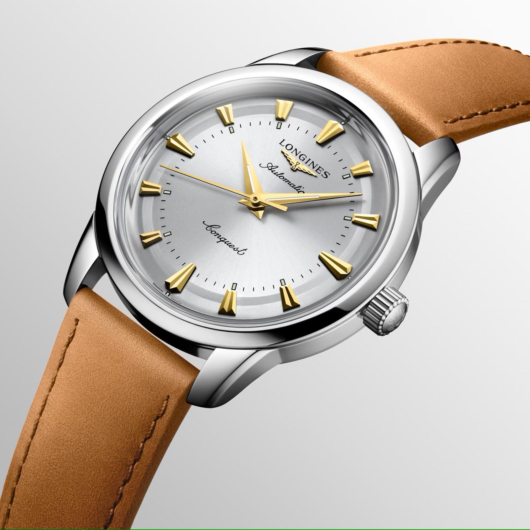 Longines orologio Conquest Heritage 40mm argento automatico acciaio L1.650.4.72.2