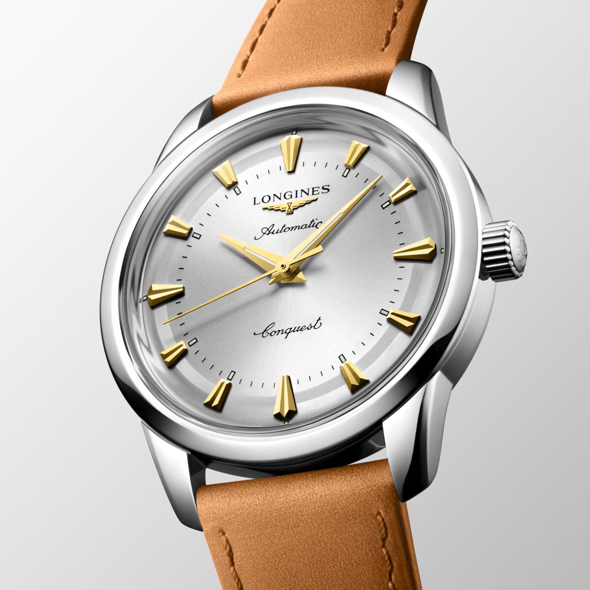 Longines orologio Conquest Heritage 40mm argento automatico acciaio L1.650.4.72.2