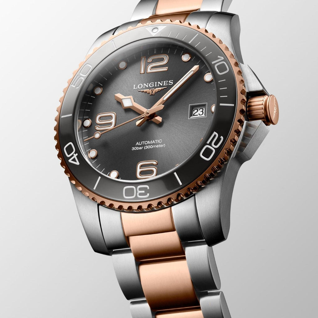 Longines orologio HydroConquest 41mm grigio automatico acciaio finiture PVD oro rosa L3.781.3.78.7