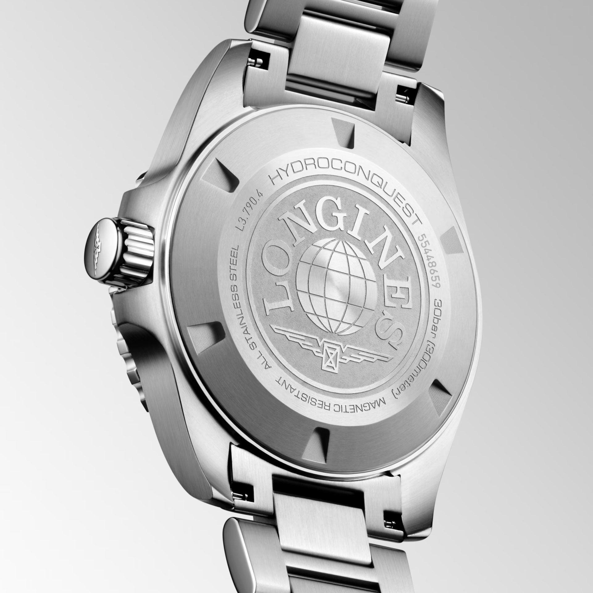 Longines orologio Hydroconquest GMT 41mm nero automatico acciaio L3.790.4.56.6