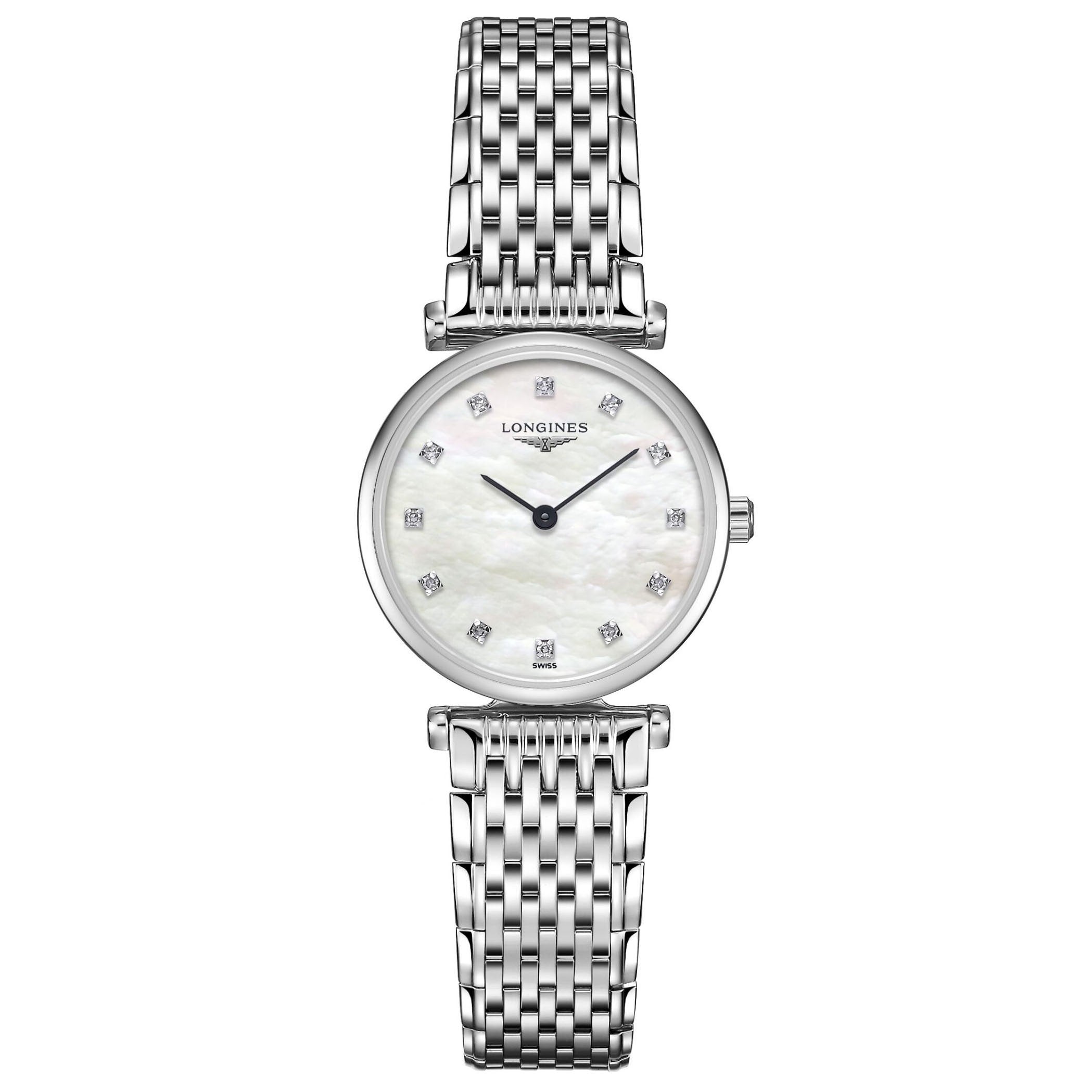 Longines orologio La Grande Classique 24mm madreperla diamanti acciaio quarzo L4.209.4.87.6