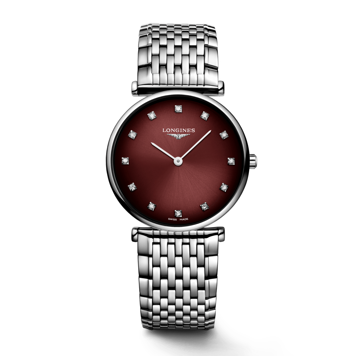 Longines orologio La Grande Classique 29mm bordeaux quarzo acciaio L4.512.4.91.6