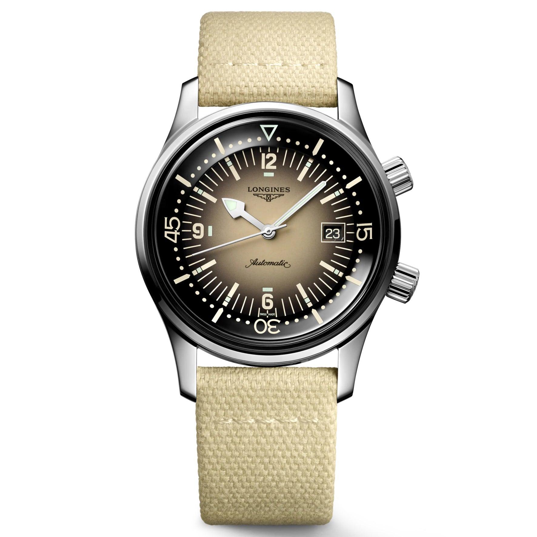 Longines orologio Legend Diver Watch 42mm beige automatico acciaio L3.774.4.30.2