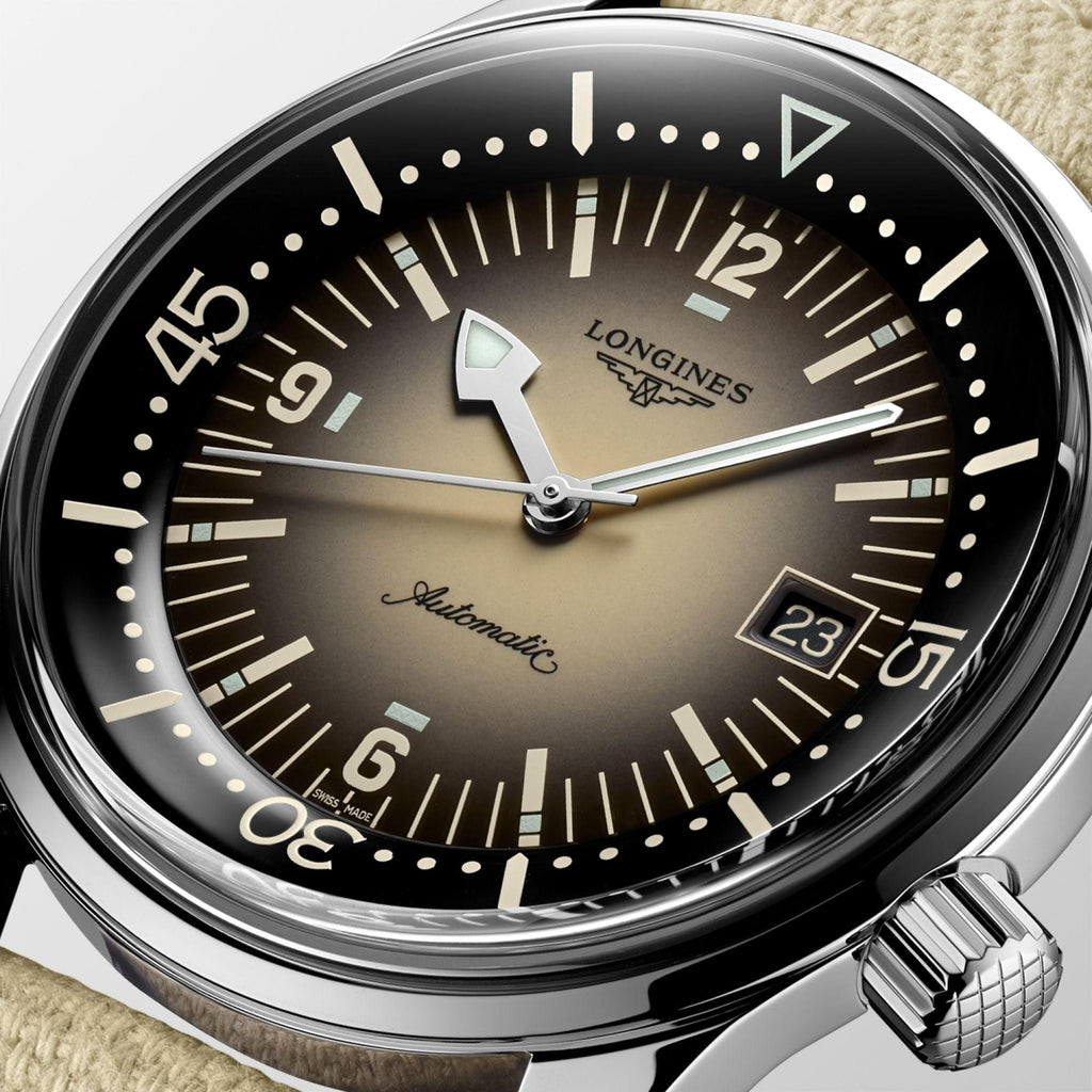 Longines orologio Legend Diver Watch 42mm beige automatico acciaio L3.774.4.30.2