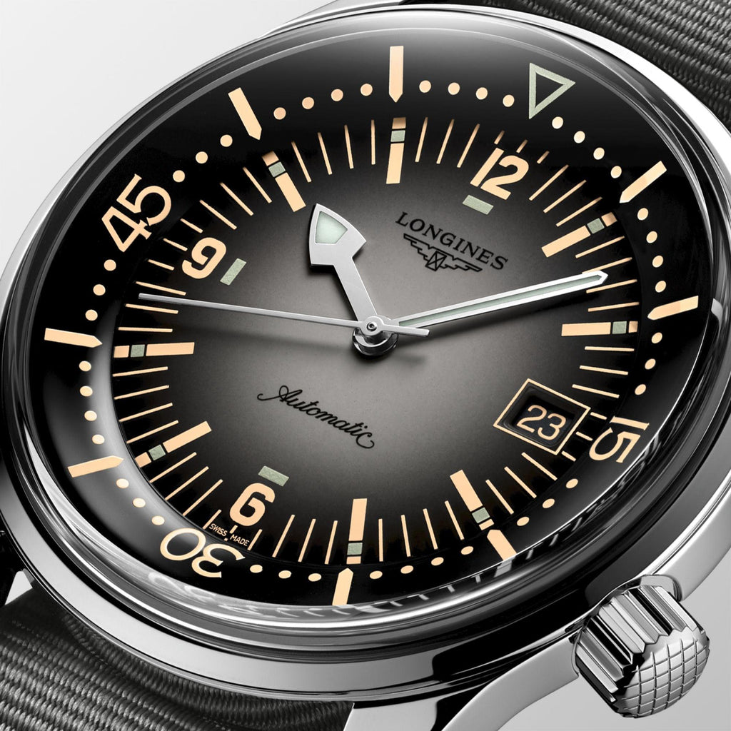 Longines orologio Legend Diver Watch 42mm grigio automatico acciaio L3.774.4.70.2