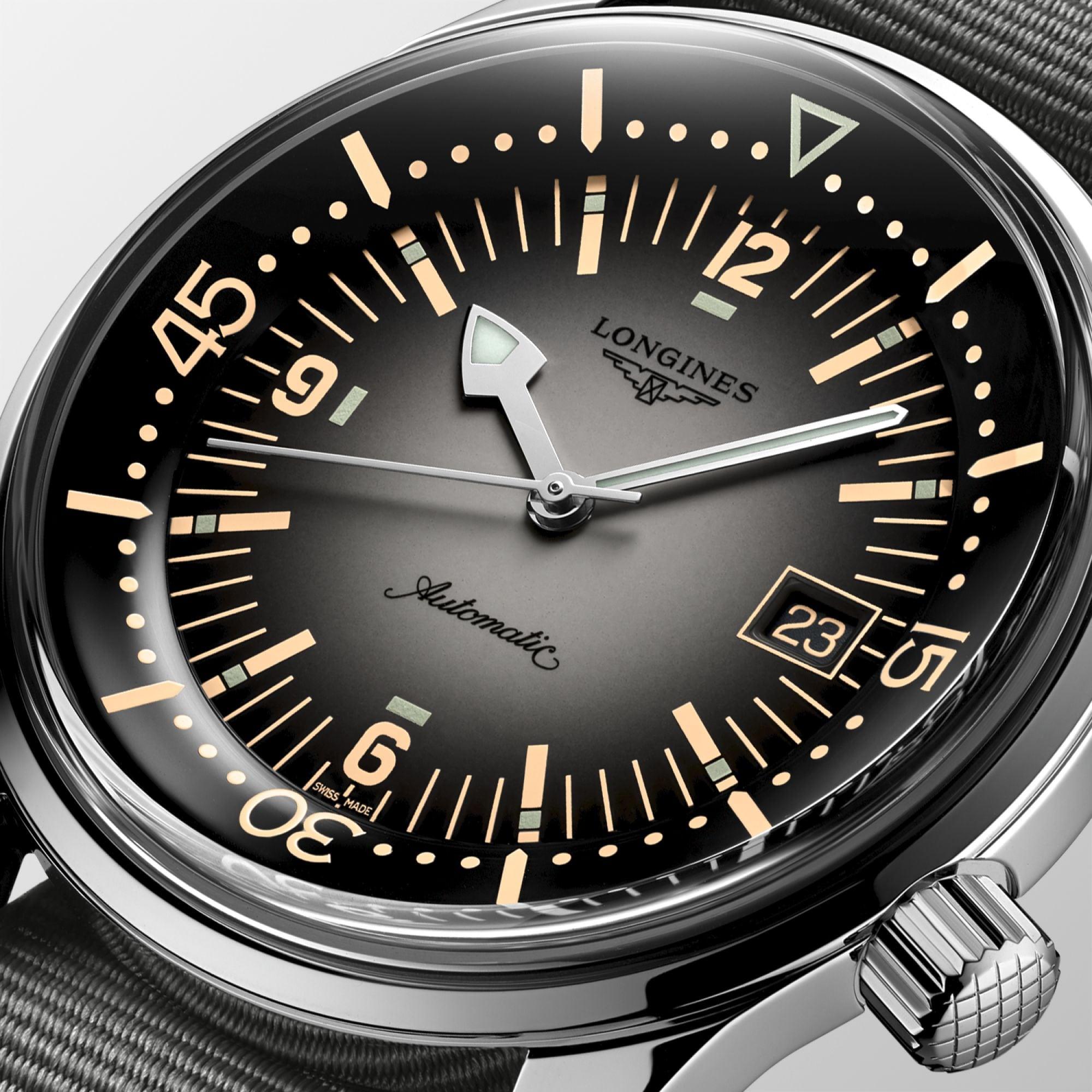 Longines orologio Legend Diver Watch 42mm grigio automatico acciaio L3.774.4.70.2