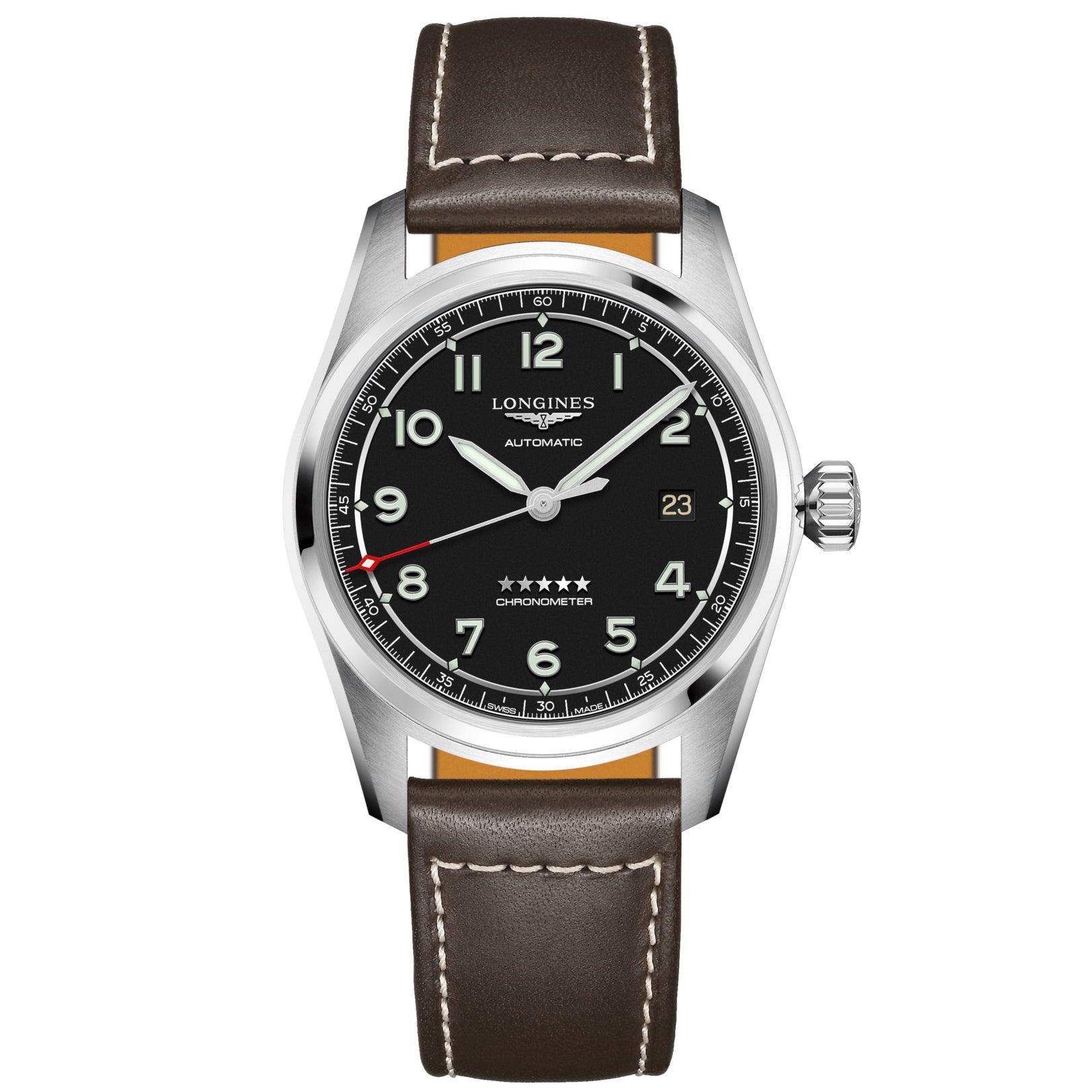 Longines orologio Longines Spirit 40mm nero automatico acciaio L3.810.4.53.0