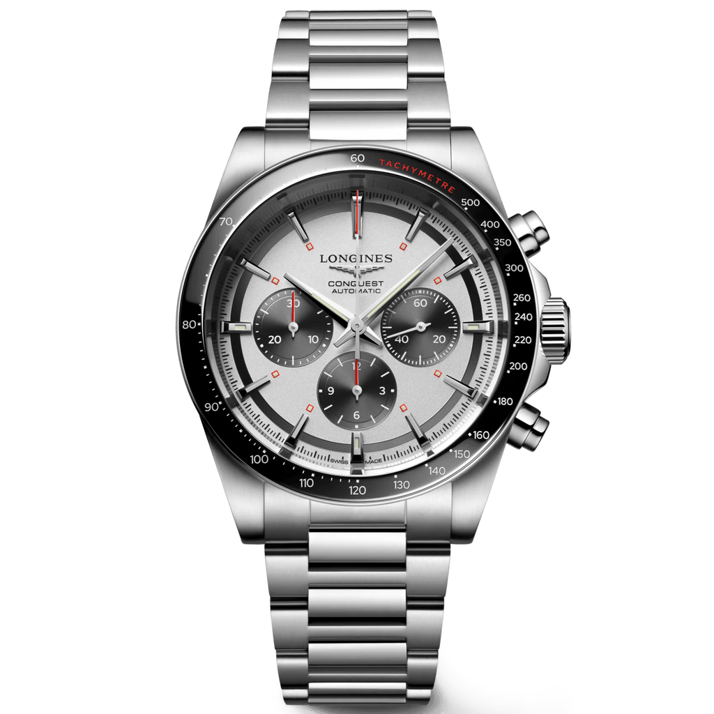 Longines orologio New Conquest 42mm argento automatico acciaio L3.835.4.72.6