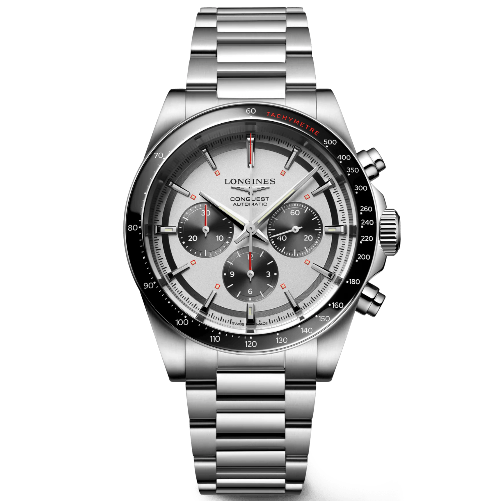 Longines orologio New Conquest 42mm argento automatico acciaio L3.835.4.72.6