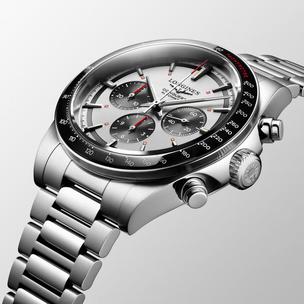 Longines orologio New Conquest 42mm argento automatico acciaio L3.835.4.72.6