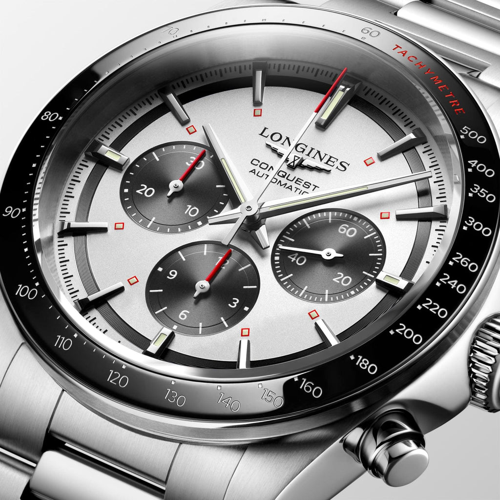 Longines orologio New Conquest 42mm argento automatico acciaio L3.835.4.72.6