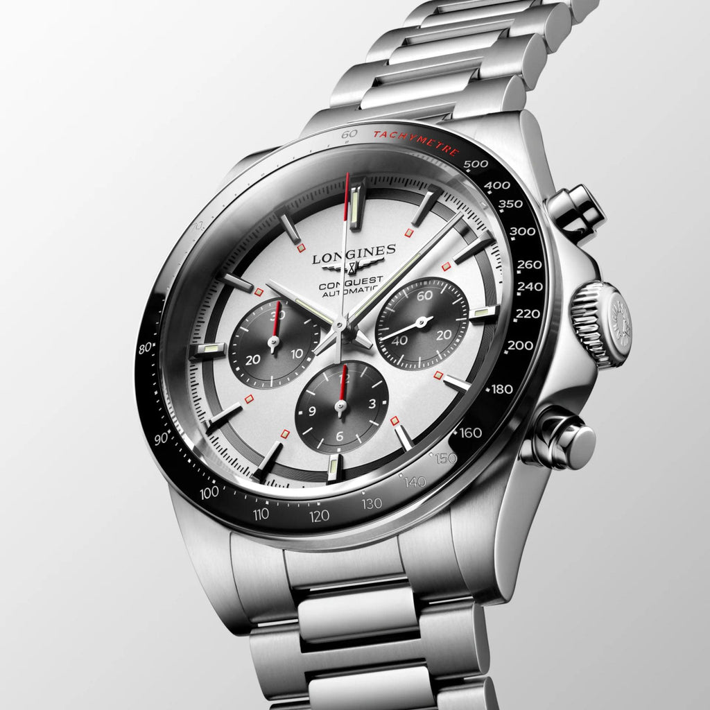 Longines orologio New Conquest 42mm argento automatico acciaio L3.835.4.72.6