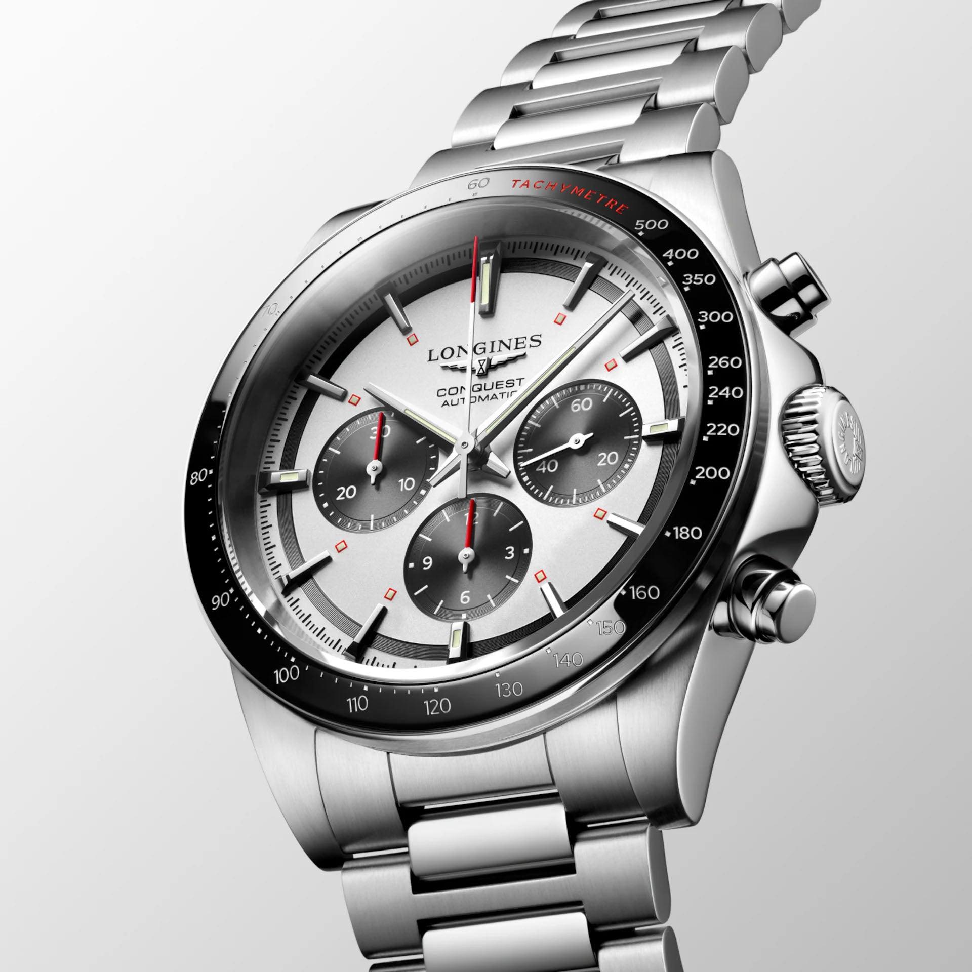 Longines orologio New Conquest 42mm argento automatico acciaio L3.835.4.72.6