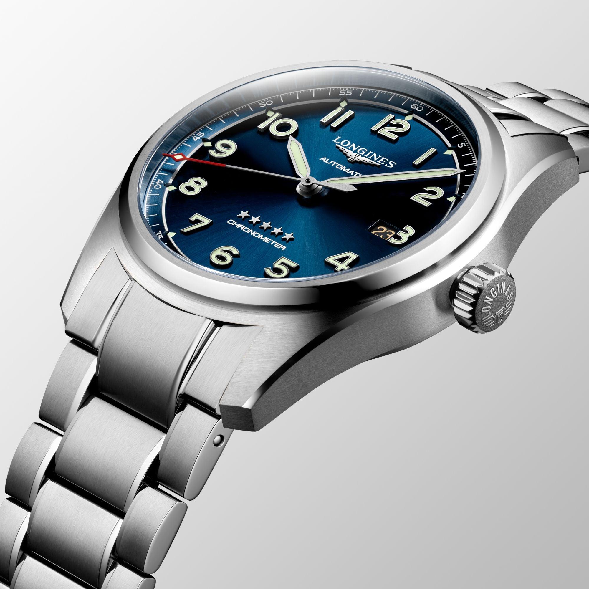 Longines orologio Spirit 42mm blu automatico acciaio L3.811.4.93.6