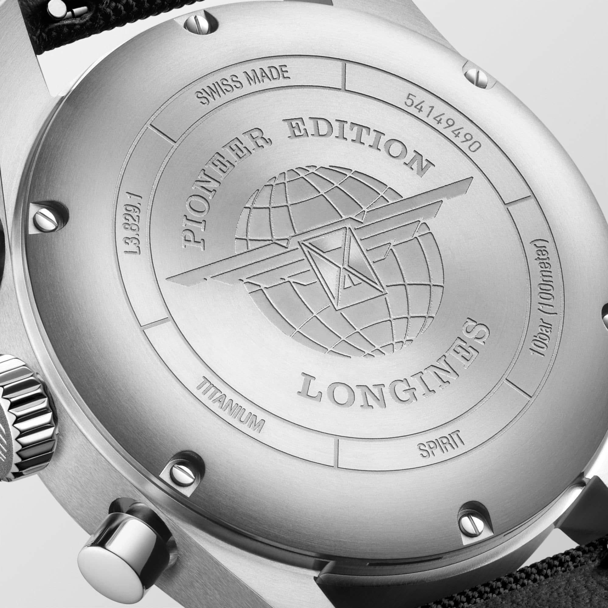 Longines orologio Spirit Pioneer Edition 42mm nero automatico titanio L3.829.1.53.2