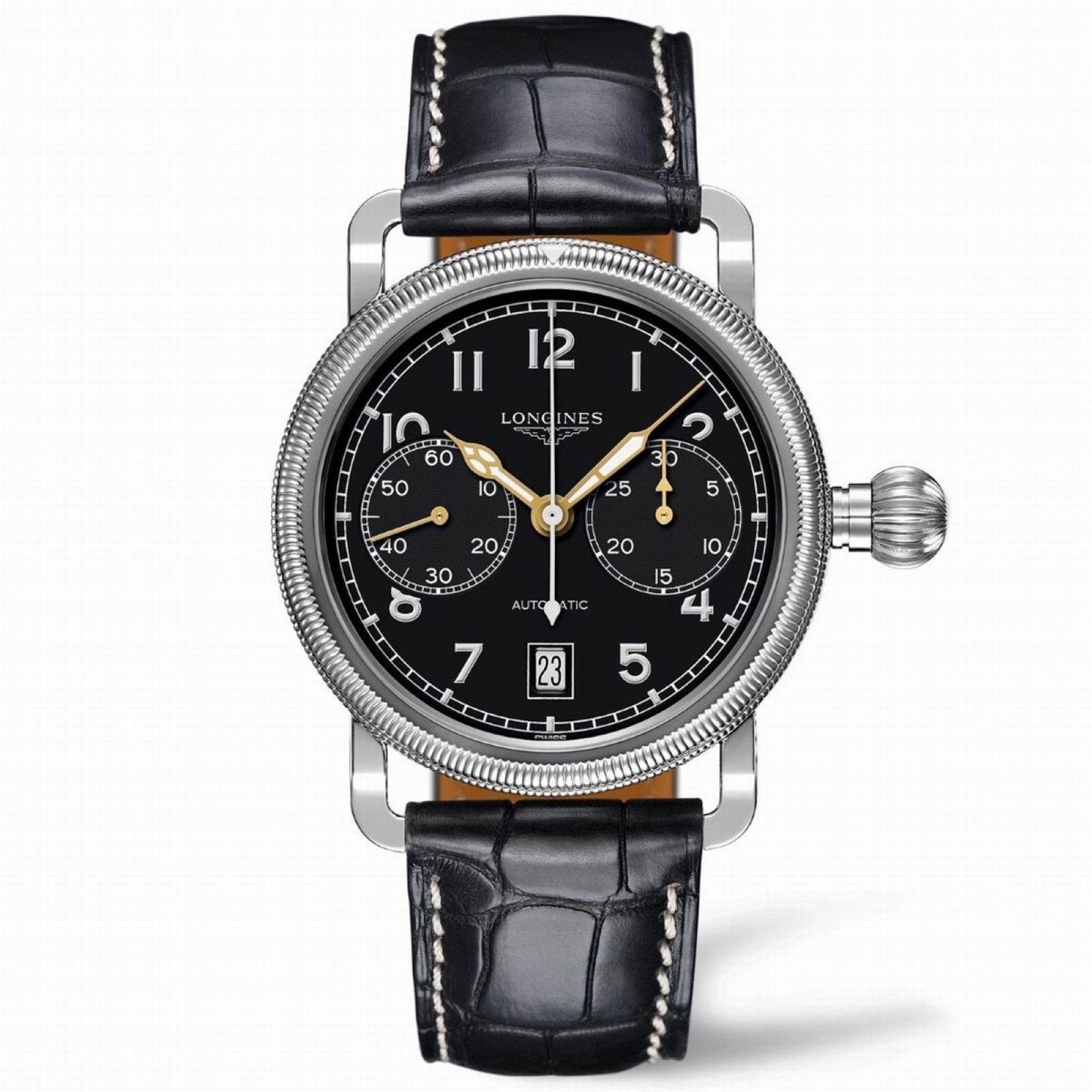 Longines orologio uomo Heritage Avigation Oversize Crown Chronograph 41mm automatico L2.783.4.53.2
