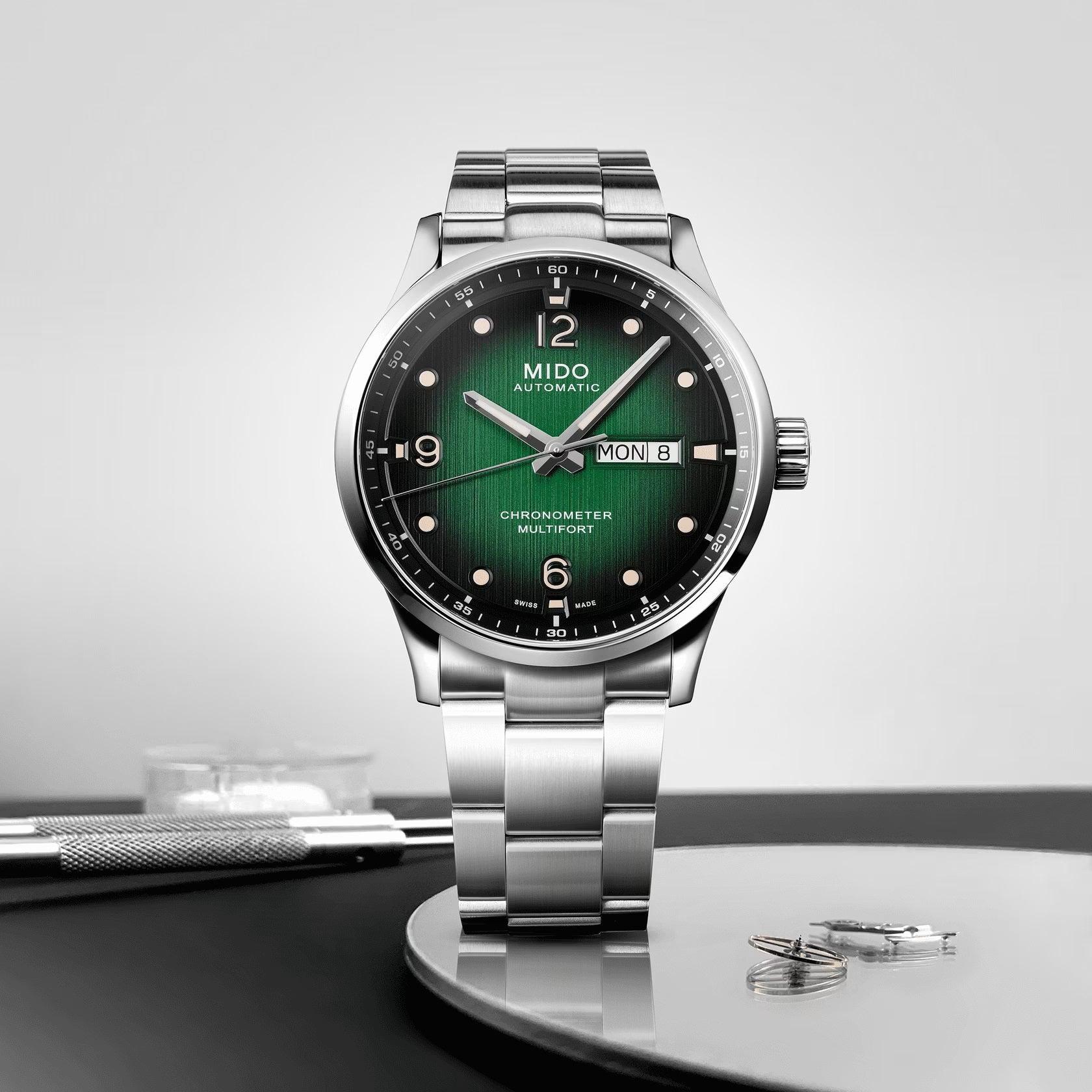 Mido orologio Multifort M Chronometer COSC 42mm verde automatico acciaio M038.431.11.097.00