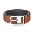 Montblanc cintura 35mm con fibbia rettangolare in pelle marrone/grigio reversibile misura regolabile 131164