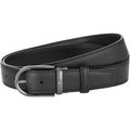 Montblanc cintura 35mm fibbia ferro di cavallo finitura rutenio pelle nera misura regolabile 128770