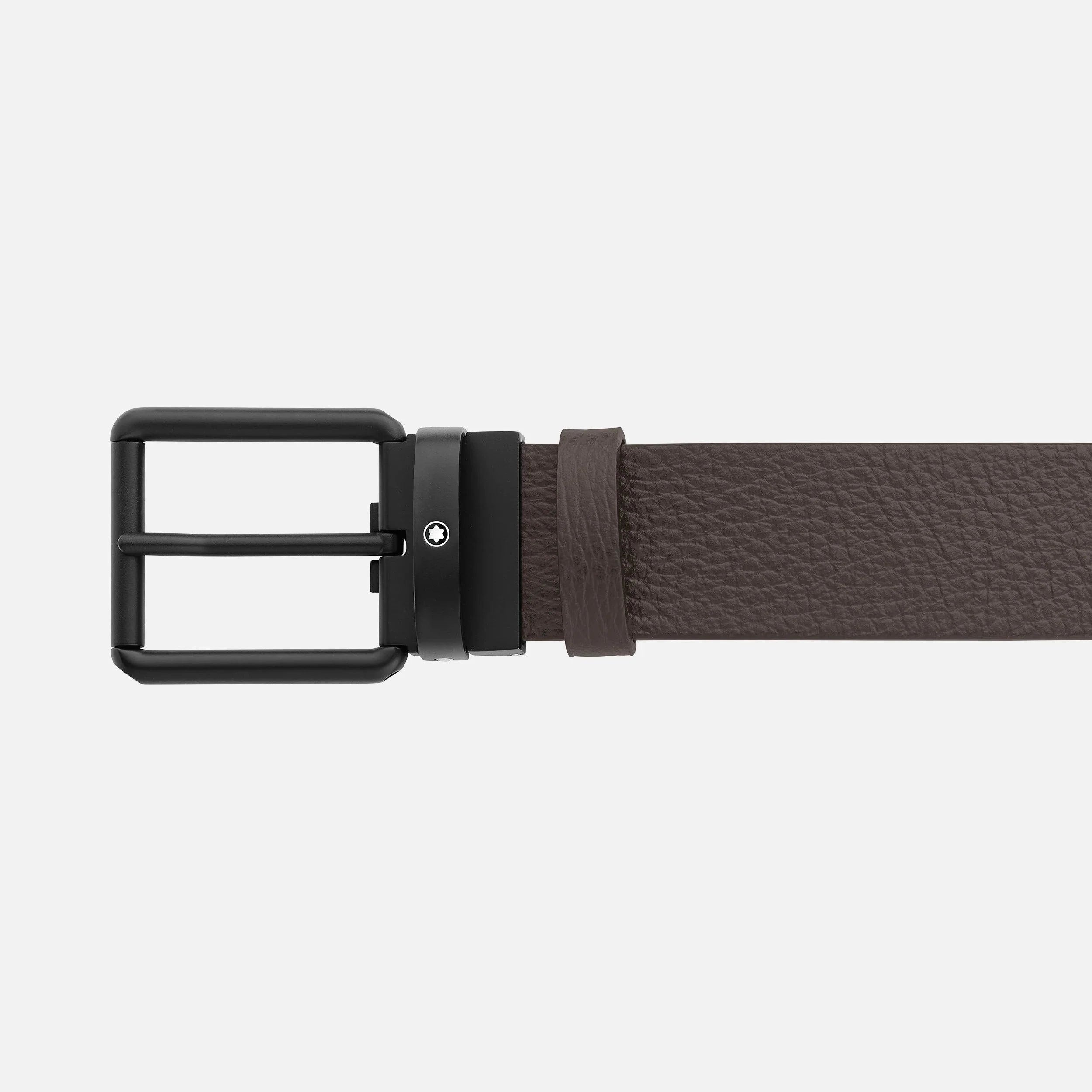 Montblanc cintura 35mm fibbia PVD nero pelle reversibile nero/marrone 131187