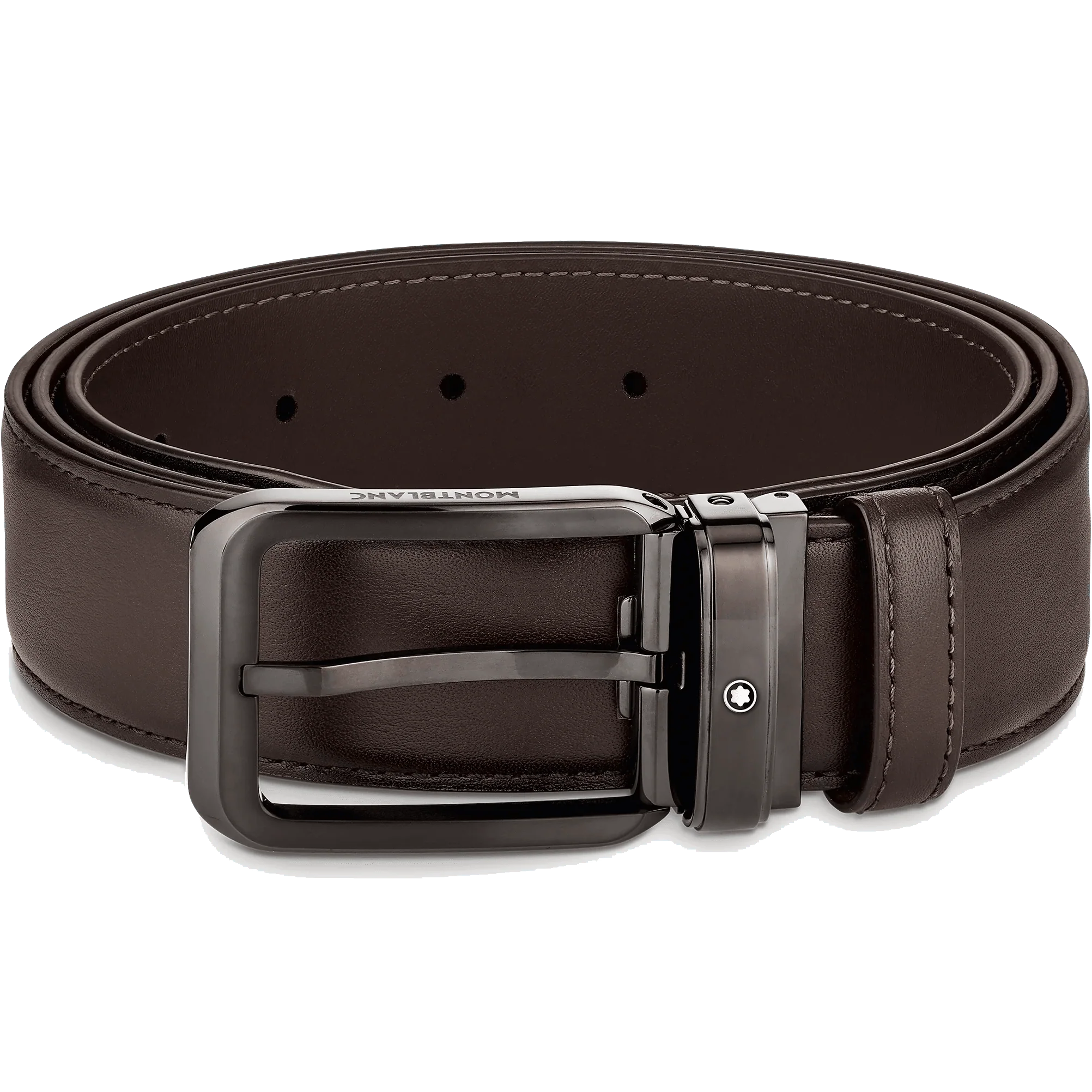 Montblanc cintura 35mm fibbia rettangolare pelle marrone sfumata 129456