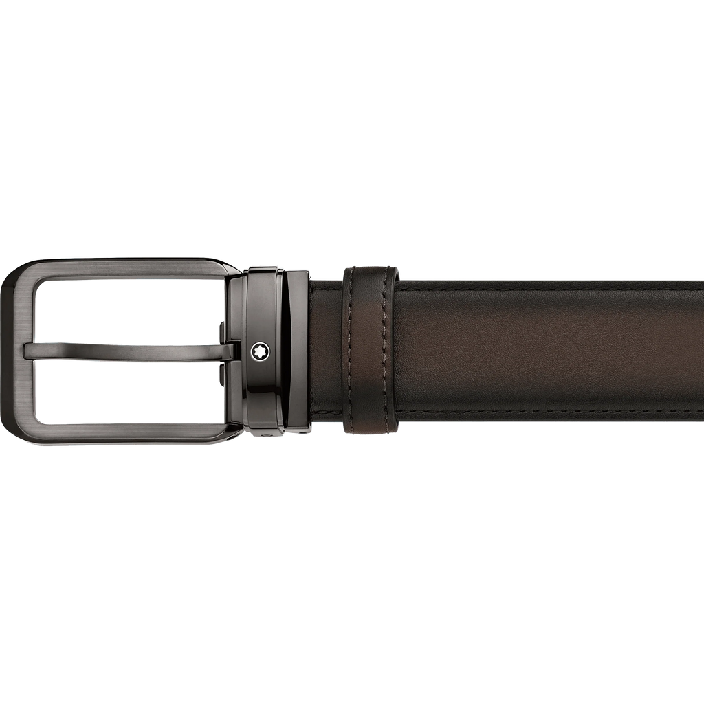 Montblanc cintura 35mm fibbia rettangolare pelle marrone sfumata 129456