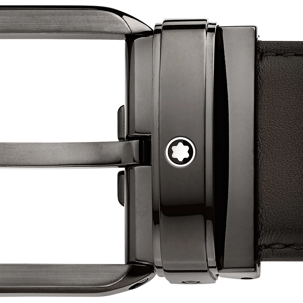 Montblanc cintura 35mm fibbia rettangolare pelle marrone sfumata 129456