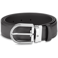 Montblanc cintura da 35 mm in pelle grigia con fibbia a ferro di cavallo 129437